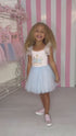 Girls Crown Princess Tulle Dress for Girls – Blue & White Royal Party Dress, 12M-14